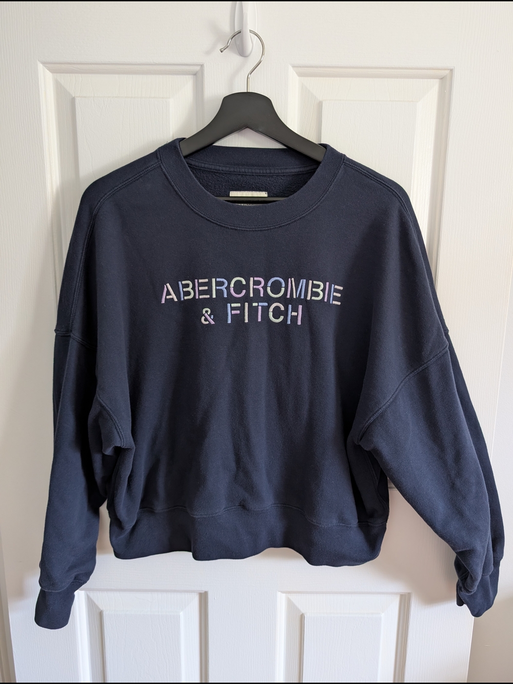Abercrombie & Fitch Women's Navy Sweatshirt with Logo Large